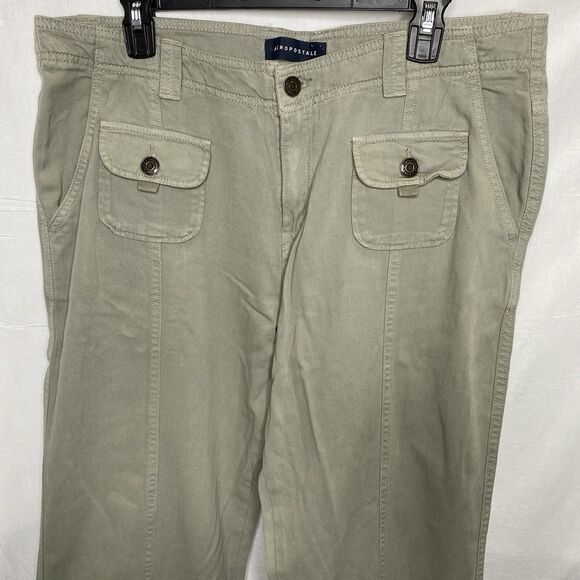 AEROPOSTALE Pants Low Rise Wide Flare Flap Pockets Womens 14 Light Army Green - Picture 10 of 11
